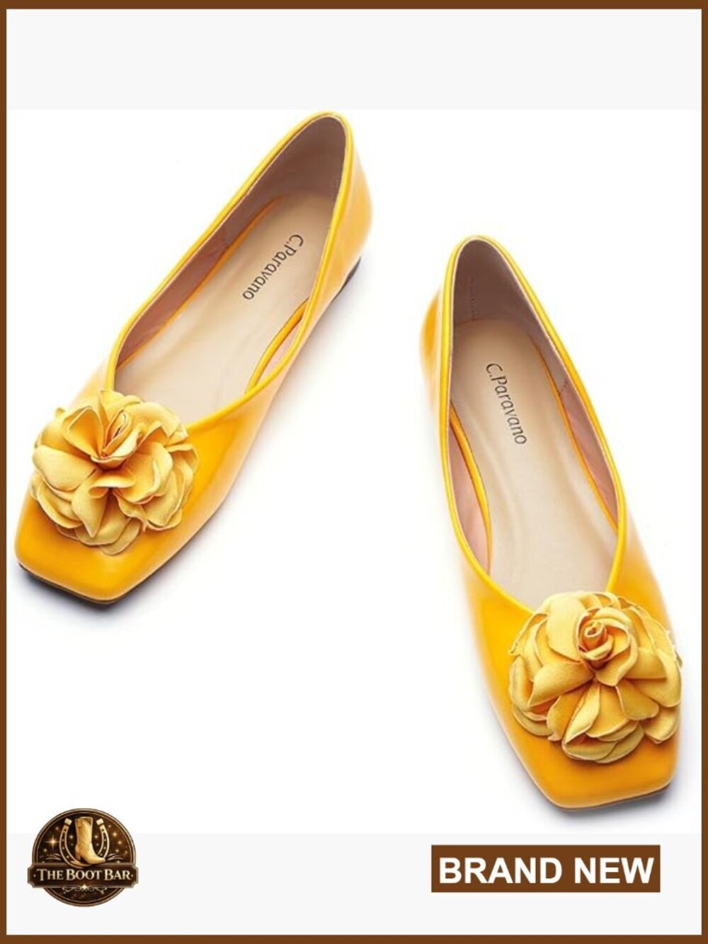 Ballet Flats with Flower Detail Square Toe Slip On Memory Foam